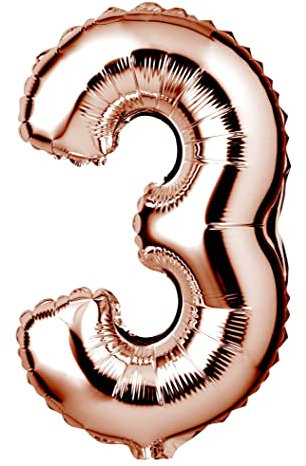 Number 3 Balloon - 34 Giant Foil Rose Gold Number Three Balloon - Perfect for Birthday Parties and other Anniversary Celebrations