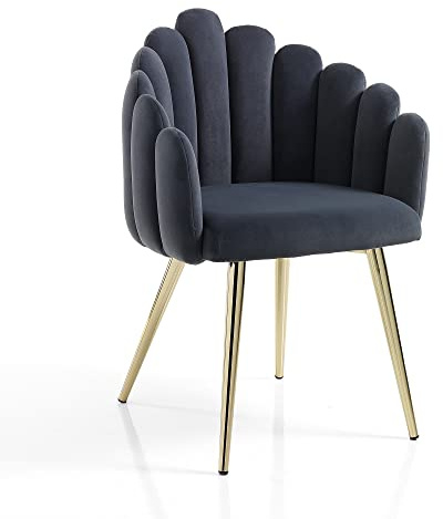 Oresteluchetta Stuhl Ville, Samt, Stühle mit elegantem Design, Samt-Effekt, Grau, 85 x 60 x 58 cm (H x B x T)