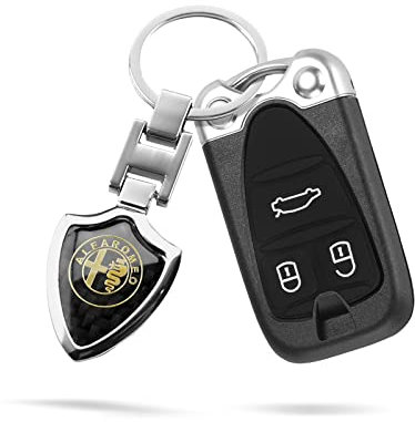 OYDDL Universal Auto Logo Kohlefaser Schlüsselanhänger Emblem passend Kompatibel mit Giulia Stelvio 159 Brera 147 156 Giulietta Zubehör (Stil D)
