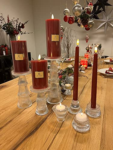 Amira Kerzenhalter & Vase Double Glas klar Blumenvase Kerzenständer (Kerzenhalter/Vase, H 19,5 cm)
