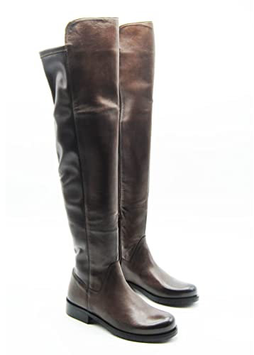 Hubs Stivale gambale alto circa 59 cm alla coscia in pelle colore Testa di Moro artigianale made in Italy 413 (numeric_37)