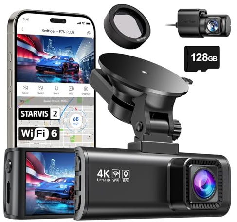 REDTIGER F7NP Dashcam und CPL, 4K Starvis 2 Dashcam Auto mit integriertem GPS, WLAN und mitgelieferter Speicherkarte