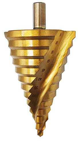 ALLZZY 6-65 mm großer titanbeschichteter Stufenbohrer HSS-Spiralnut-Kegelbohrer-Lochschneider Pagoda-Metall-Stahl-Stufenbohrer