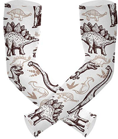 Copertura del braccio di raffreddamento Manicotti di protezione UV - Dinosauri Manicotti per tatuaggi temporanei per donne e uomini Manicotti a compressione per Golf Pallavolo Ciclismo Golf