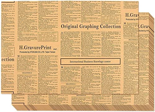 Bianriche Kraft Paper Roll - 12-Pack Packing Paper, Newspaper Theme Brown Kraft Paper Roll, Brown Wrapping Paper- 29.5 x 20.5 Inches