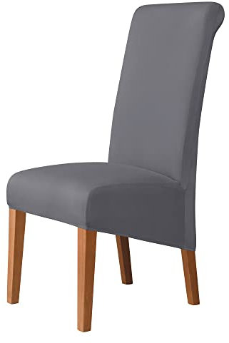 iEventStar Elegante Stuhlhussen XL Stretch Stuhlhussen für große Esszimmerstühle Spandex Universal-Stuhlbezug Schonbezüge für Stuhl Esszimmer Hotel Bankett (2, Grau)