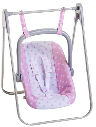 JC Toys- 2 en 1 Hamaca y Silla Multi posición extraíble para muñecas de hasta 45 cm, Rosa y Blanca con Lunares, portátil, Peso Ligero, diseñado por Berenguer Boutique, + 3 años