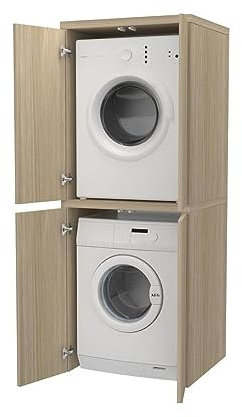 VE.CA - Mobile lavatrice e asciugatrice - Mobile con ante in legno - Mobile Copertura per Lavatrice - Mobile Color Rovere Rock - Colonna lavatrice asciugatrice - Supporto lavatrice - Made in Italy