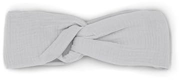hutch&putch Premium Musselin-Stirnband für Damen - Haarband aus 100% Bio-Baumwolle - weiches Haarband mit Gummizug - Boho Stirnband mit starkem Halt ohne Knickstelle (Light Grey)