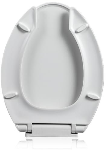 BRIGTVIEE Toilet Seat Elongated Toilet Seat Open Front with Lid Slow Close Quick Release Desgin, PP Plastic White That Will Never Loosen for Easy Cleaning