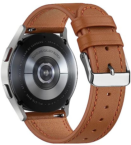Wanme Cinturino in vera pelle per Samsung Galaxy Watch Active 2 40 mm/44 mm e Galaxy Watch 3 41 mm e Galaxy Watch 42 mm – marrone, larghezza 20 mm, design standard, chiusura con fibbia