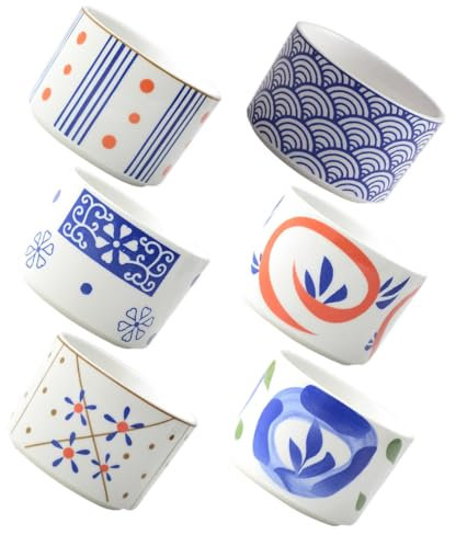 Amosfun 6 Pièces Pot De Fleurs en Céramique Japon Vague Titulaire Japon Style Pot De Fleur Récipient De Fleur Blanc Pots De Fleurs en Céramique Succulent Planteur Plante en Pot