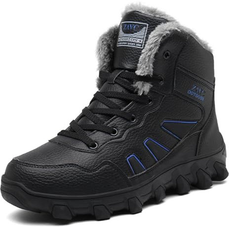 NGARY Winterstiefel Herren Warm Gefüttert Rutschfest Trekkingschuhe Arbeiten Ski Angeln Outdoor Schuhe Herren Wanderstiefel Leichte Wander Boots,Black b,40 EU