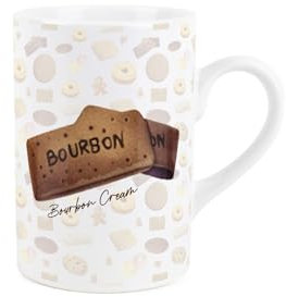 Purely Home Chocolate Bourbon Ceramic Mug - Novelty British Biscuits/Cookie Print - Tea Coffee Gift/Present Mug