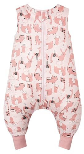 WYTbaby Gigoteuse a Pied 1.0 Tog - Douce et Confortable Gigoteuse avec Jambes Pour Fille et Garçon, Gigoteuse 100% Coton Sans Manches - Idéale pour le Sommeil de Bébé - Taille 80-90 cm