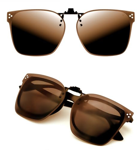CREYESTAL Polarisiert Sonnenbrillen Aufsatz Brille, Sonnenbrille Clip, Anhebbar und Ultraleicht, Herren, Damen 100% UV400