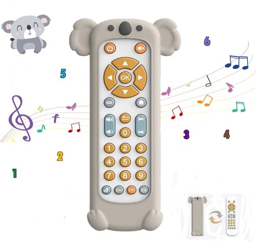 Goorder Baby TV Fernbedienung Spielzeug Musikspielzeug mit Licht und Silikon Beißring Abdeckung, Sensorisches Frühes Pädagogisches Geschenk für Kleinkinder 6 9 12 18 Monaten