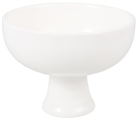 PRETYZOOM Ceramic Footed Bowl Decorative Pedestal Bowl for Table Decor Kitchen Counter Fruit Bowl 5 Inch Round Footed Serving Plate for Home Kitchen Counter Centerpiece Beige