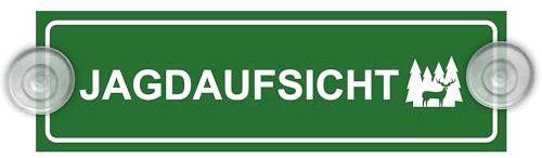 Indigos UG - Schild Jagdaufsicht - 20 x 6 cm - Saugnapfschild - Aluverbund - Innenbefestigung für Ihr Auto - UV-Beständig - Einsatzschild - Hinweisschild - Warnschild