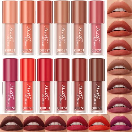 Aderier 12Pcs Matte Liquid Lipstick for Women Long Lasting Lipstick Lip Stain Waterproof Lip Gloss Gift Set, No Transfer, Creamy High Pigmented Formula, Vegan & Cruelty Free