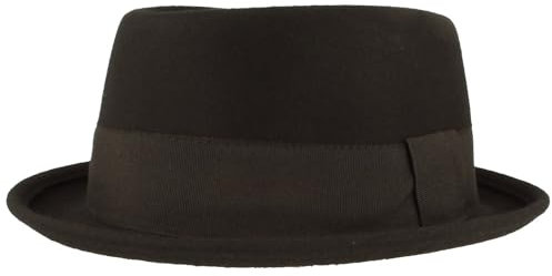 Breiter Rollbarer Filzhut Diamond Wollhut Wasserabweisend Pork Pie Hut knautschbar Schwarz Unifarbe M
