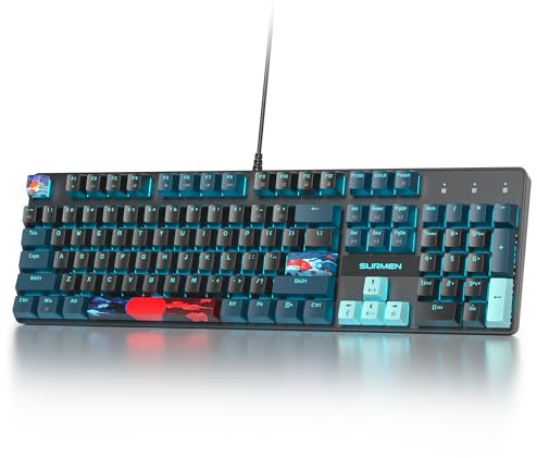 Ussixchare Full Size Mechanical Keyboard, Creamy Keyboard with Number Pad, 104 Keys Wired Gaming Keyboard with Red Switch, RGB Backlit for PC Laptop