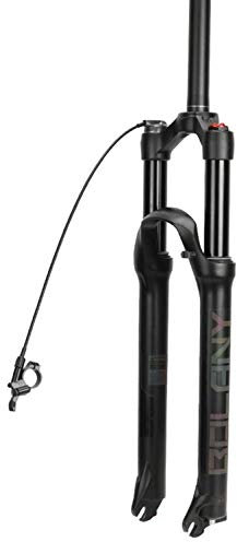 ITETONE Forcella per bicicletta da 26 pollici 1/1-8 sterzo dritto MTB forcella sospensione forcella air ammortizzatore con regolazione smorzamento 100 mm freno a disco da viaggio 9 mm QR 100 mm asse