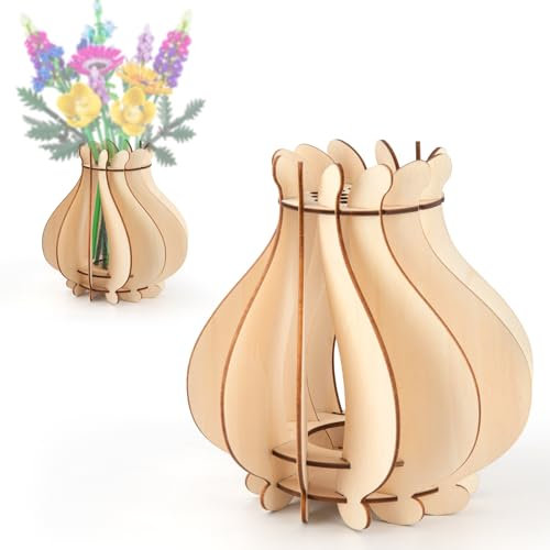 HIGH GODO Bouquet Vase für Blumenstrauß 10280 10313, Holzvase für Rosen Sonnenblumen Tulpen Kirschblüten Blumen, Geschenk Deko für Frauen Erwachsene