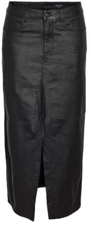NOISY MAY NMKath NW Slit Long Skirt Coated BL NOOS Frauen Mittellanger Rock schwarz
