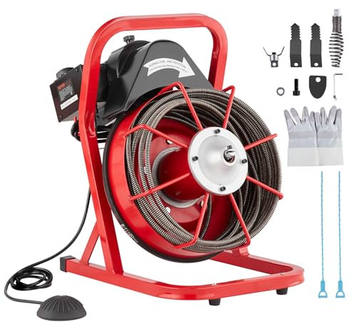 VEVOR Manual50FT 1700rpmAbierto Desbloqueador de Tuberías, 50FT 3/8IN 1700rpm