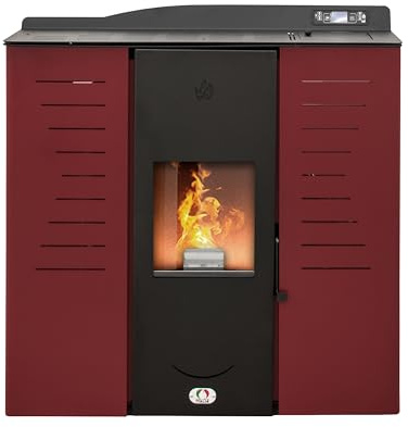 STUFE A PELLET ITALIA Italia 20 KW 5 Sterne | Hydro-Pelletöfen für Heizung und Warmwasser Effizienz 89% 5-Sterne-Zertifiziert Heizt 130m² Autonomie 16 Std Programmierbar 5 Kräfte 24M Garantie Rot