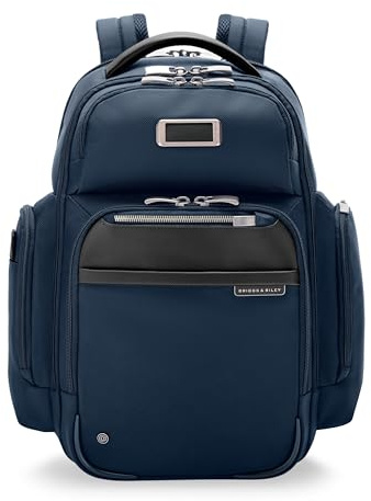 Briggs & Riley Medium Cargo Backpack for Women & Men - Laptop Backpack, For Work & Travel, Lightweight & Durable, Padded Straps, Fits up to 15 Laptop - @work Collection, Navy