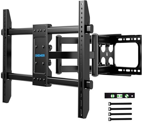 DIEMER TV Wall Bracket, Full Motion TV Mount for 26-90 Inch Flat & Curved TVs, Dual Arm, Adjustable Swivel, Tilt, Extend, Max VESA 700x400mm, Up to 75kg, Heavy Duty