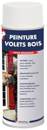 Metaltop - Peinture Volets Bois - Rouge rubis - RAL 3003 - Bombe 400mL