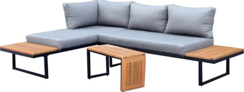 Primaster Gartenmöbel-Set Vulcano Holz/Aluminium Ecksofa Sitzgruppe Lounge Set