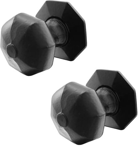 EAI Black Iron Door Knobs - 1 Pair of Cast Iron Antique Octagonal Mortice Knobs