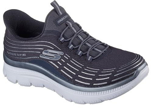 Skechers Summits Plus Soft Luster, Zapatillas Mujer, Charcoal Mesh/Silver Trim, 38 EU