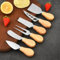 Cheese Knife Set 6 Pcs, Stainless Steel Cheese Slicer Cheese Fork Cheese Shovel with Oak Handle, Ergonomic Design Cheese Cutter for Family Gathering Party Various Festivals