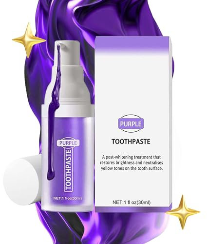 Denti bianchi dentifricio viola,Pasta sbiancante viola Teeth, dente sbiancante viola per rimozione delle macchie e correzione del colore