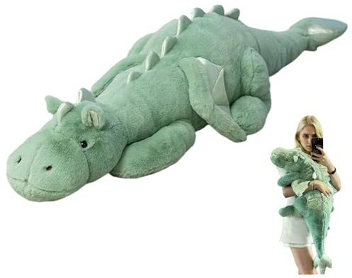 Pastoralist Drachengefüllte Tier, 90 cm weiche Plüschgrün -Dinosaurierspielzeug mit winzigem Flügel, Dragon Plüschspielzeug für Kinder Erwachsene Freunde