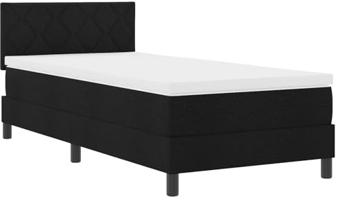 vidaXL Boxspringbett mit Matratze Schwarz 90 x 200 cm Stoff, Elegantes Bett-Design, modernes Schlafzimmer-Dekor, funktionale Schlaflösung, robuste Boxspring, vielseitig.