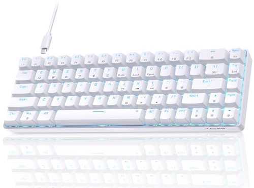 Dierya DK68 Gaming Tastatur Kabellos - 68 Tasten Mechanische Tastatur USB-C/Bluetooth/2.4G,RGB Beleuchtung,Clicky Blauer Switch,QWERTY Layout,Schwarz