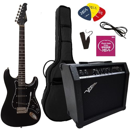 Elektrogitarrenset E-Gitarre im Set mit 35Watt Verstärker Elektrogitarre matt schwarz Tasche Zebhör