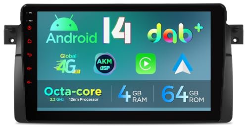 XTRONS 9 Zoll Android 14 Autoradio Car Stereo Multimedia Player Octa Core 4+64GB für BMW E46 M3 Rover 75 ZT Eingebautes DAB+ 4G Gyroskop-Sensoren Car Play AKM DSP GPS Bluetooth WiFi Optional OBD DVR