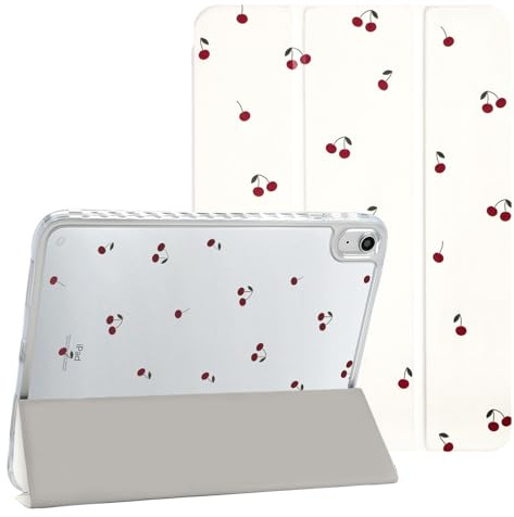 Fycyko Funda compatible con iPad (A16) de 11ª generación de 11 pulgadas 2025/iPad de 10.9 pulgadas 2022, diseño de cereza coqueta con soporte delgado a prueba de golpes, funda protectora para tableta