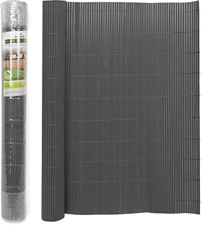 THE SECRET HOME – Cañizo PVC Doble Cara – Valla Ocultación Resistente - Láminas Doble Cara - Protección Visual Privacidad Jardín, Balcón o Terraza - Densidad 1000 g/m2 (Negro, Largo 3 m x Alto 1,5 m)