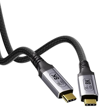 BAWIOFIAU Cable USB Type C Vídeo 8K@30Hz & 4K@120Hz,20Gbps USB C Cable 1.5M,USB 3.2 Gen 2×2 Transferencia de datos,100W Carga Rápida PD 3.1, Compatible con Thunderbolt 4/3Monitor,SSD,Hub,Docking