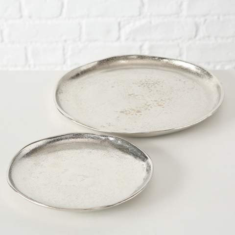 Boltze Teller Set Flaire 19-26 cm Aluminium Platte Rund Silber Glanz