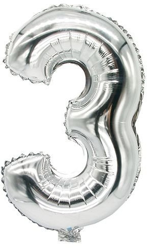 Folienluftballon Zahlenluftballons0-9 35 cm x 20 cm silber Papstar Hochzeit Jubiläum Geburtstag Party Feier (Zahlenluftballon3)