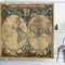 ABAKUHAUS Antik Duschvorhang, Alte Karte Welt, Stoffliches Gewebe Badezimmerdekorationsset mit Haken, 175 x 200 cm, Tan Grün